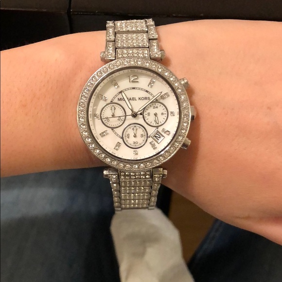Michael Kors Parker Pave Silvertone 